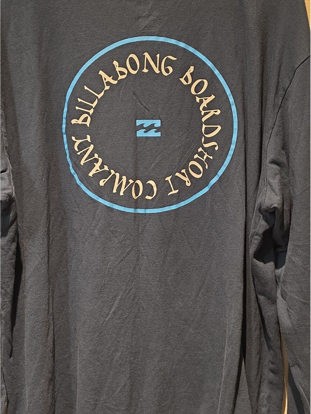 Billabong Premium Cotton Navy Long Sleeve XXL Surf Skate Streetwear Logo Tee - Picture 5 of 5